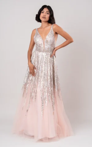 vestido de gala brilloso